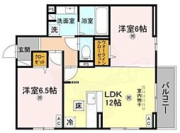 仮称)D-ROOM東住吉区南田辺4丁目 1階2LDKの間取り