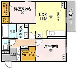 仮称)D-ROOM東住吉区南田辺4丁目 2階2LDKの間取り