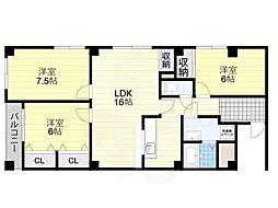 オリオノハイム2 3LDKの間取図画像