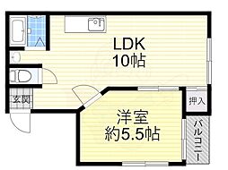 ハウス大幸 1LDKの間取図画像
