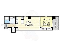 大阪市阿倍野区阪南町1丁目マンション 1LDKの間取図画像