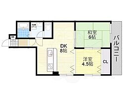サンプラザ山坂 2LDKの間取図画像