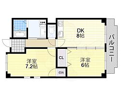 ニューラージあびこ 2DKの間取図画像