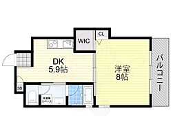 ブランミュール文の里 1DKの間取図画像