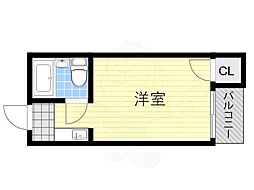 ハセロイヤル南住吉 1Kの間取図画像