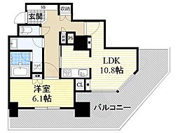 あべのグラントゥール 1LDKの間取図画像
