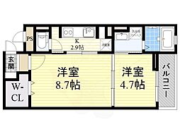 イーリスウィステリア 2Kの間取図画像