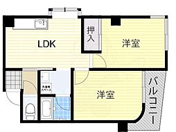 リプレ美章園 2LDKの間取図画像