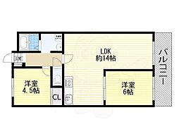 コープシティ公園南 2LDKの間取図画像