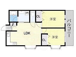 湯里マンション 2LDKの間取図画像