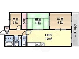 シェソワ昭和町 2SLDKの間取図画像