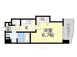 Luxe田辺 1Kの間取図画像