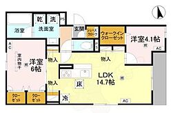 Clashist上住吉 2LDKの間取図画像