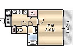 ジュネス東住吉 1Kの間取図画像