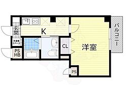 ラ・ヴィラ阿倍野 1Kの間取図画像