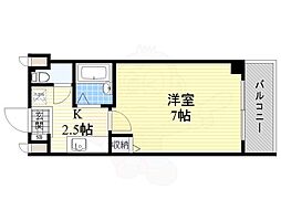 ロイヤルカーサ阿倍野 1Kの間取図画像