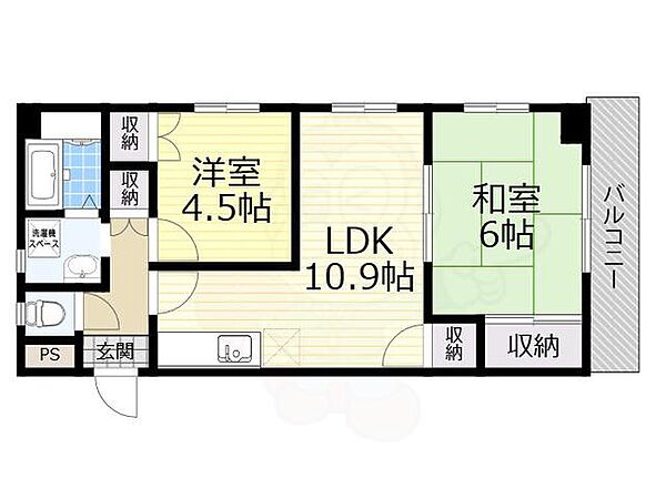 穂積マンション2号館 ｜大阪府豊中市服部西町３丁目(賃貸マンション2LDK・2階・50.14㎡)の写真 その2