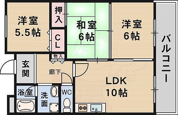 大阪府吹田市春日１丁目(賃貸マンション3LDK・4階・60.00㎡)の写真 その2