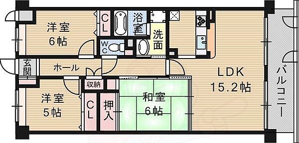 大阪府吹田市佐井寺３丁目(賃貸マンション3LDK・2階・71.33㎡)の写真 その2