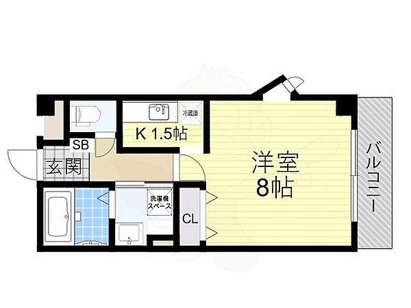 大阪府豊中市野田町(賃貸マンション1R・2階・26.64㎡)の写真 その2