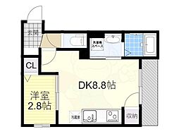 阪急千里線 千里山駅 徒歩12分の賃貸アパート 2階1DKの間取り