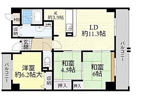 大阪府豊中市浜１丁目28番34号（賃貸マンション3LDK・2階・70.66㎡） その2