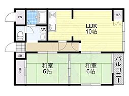 松尾マンション 2LDKの間取図画像