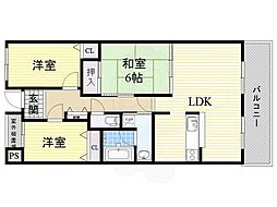 シャトレ・上山手 3LDKの間取図画像
