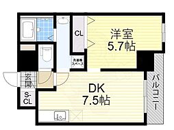 プレデアス千里山田 1DKの間取図画像