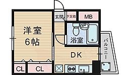 ヴィラ井崎 1DKの間取図画像