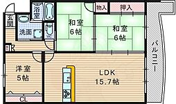 カルム千里山土井B棟 3LDKの間取図画像