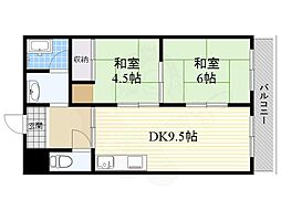 新南千里マンション 2LDKの間取図画像