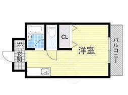 No.3ハイツスリーアロー ワンルームの間取図画像
