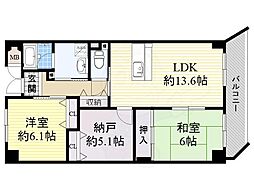 グレンエデン北谷 2SLDKの間取図画像
