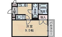 プラウド千里山 1Kの間取図画像