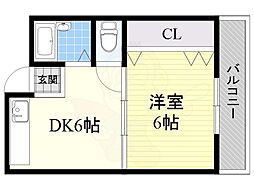 パクトール 1DKの間取図画像