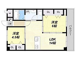 セントラルハイツ 2LDKの間取図画像