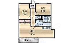 千里ニチゴマンション 2LDKの間取図画像