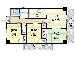 ロイヤルプラザ千里 3LDKの間取図画像