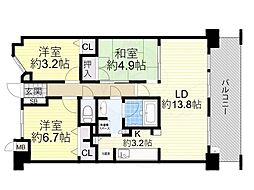 レジディア千里万博公園 3LDKの間取図画像