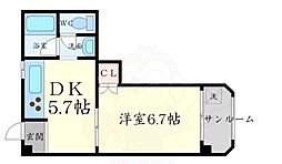 秀和ハイツA棟 1DKの間取図画像