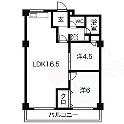 パインハイツ 2LDKの間取図画像