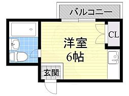 コーニッシュ豊中 ワンルームの間取図画像