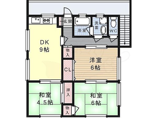 安岡寺町1丁目アパート 201｜大阪府高槻市安岡寺町１丁目(賃貸一戸建3DK・2階・58.00㎡)の写真 その2