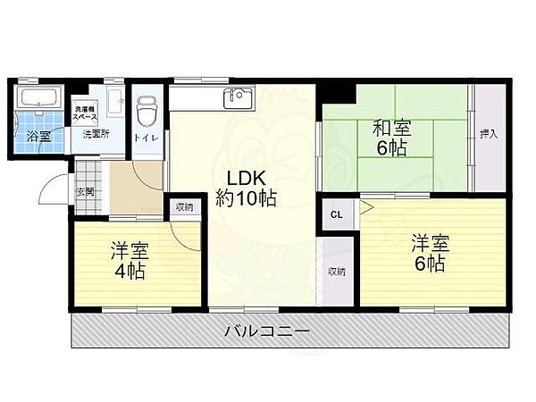 西町ハイツ ｜大阪府高槻市西町(賃貸マンション3LDK・2階・52.65㎡)の写真 その2