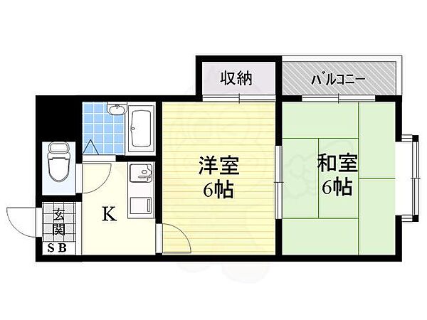 高槻グランドハイツ 201｜大阪府高槻市殿町(賃貸マンション2K・2階・30.81㎡)の写真 その2