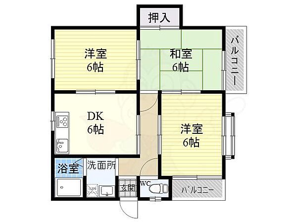 津之江ハウス ｜大阪府高槻市津之江町２丁目(賃貸マンション3DK・1階・53.00㎡)の写真 その2