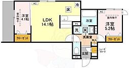 阪急京都本線 富田駅 徒歩16分の賃貸アパート 1階2LDKの間取り