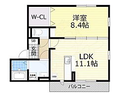 JR東海道・山陽本線 摂津富田駅 徒歩28分の賃貸アパート 2階1LDKの間取り