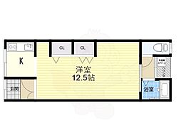 明野マンション 1Kの間取図画像